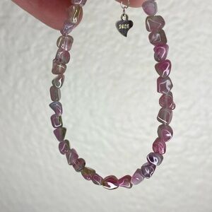 Watermelon Tourmaline Chip Bracelet S925 Adjustable Dainty Pink Green Crystal